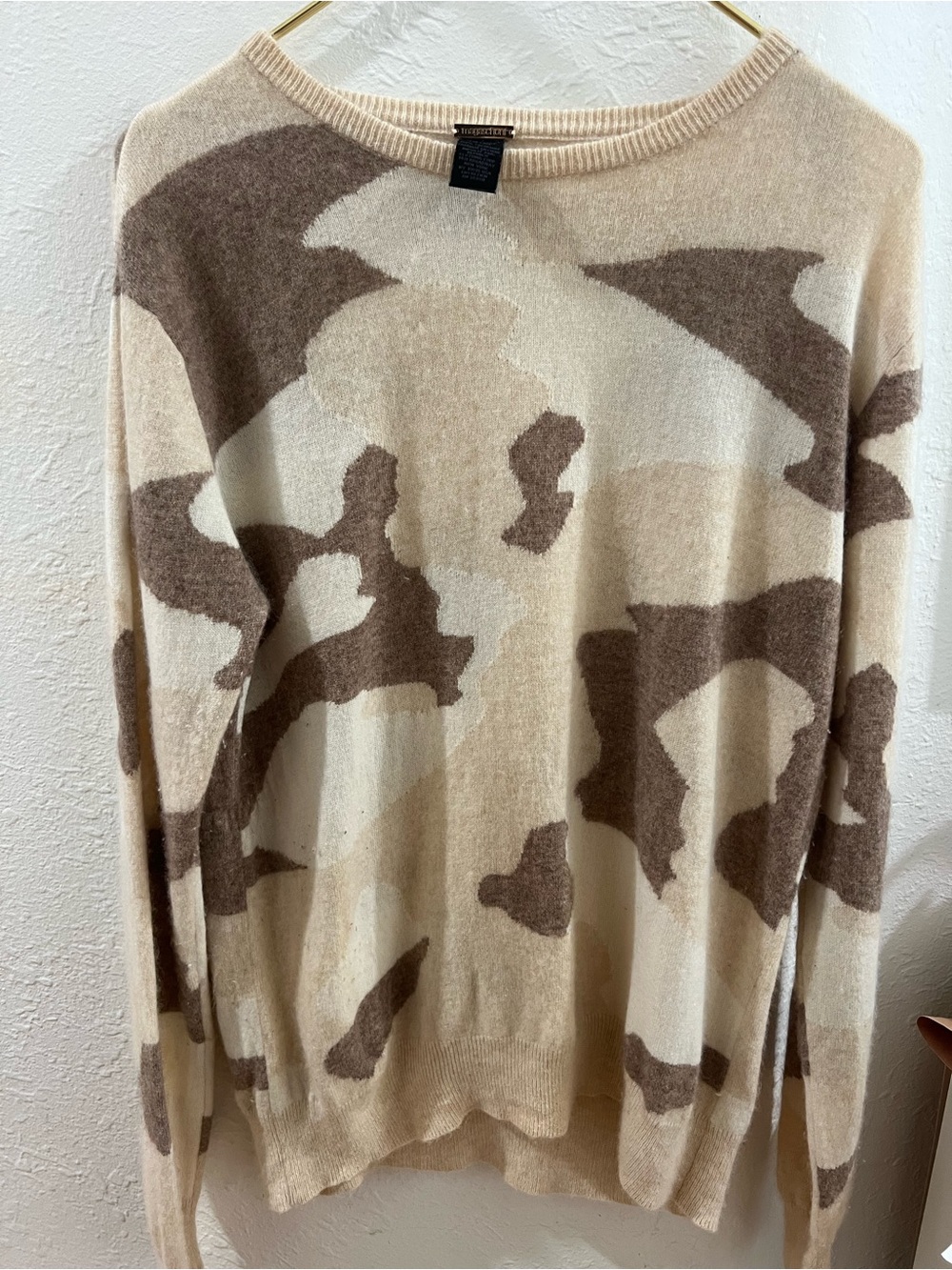 Magaschoni Beige and Brown Abstract Crewneck Sweater